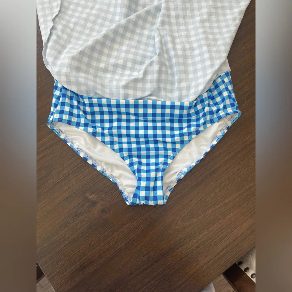 NWT Draper James X Lands End Blue Gingham Swim Skirt - Picture 5 of 7